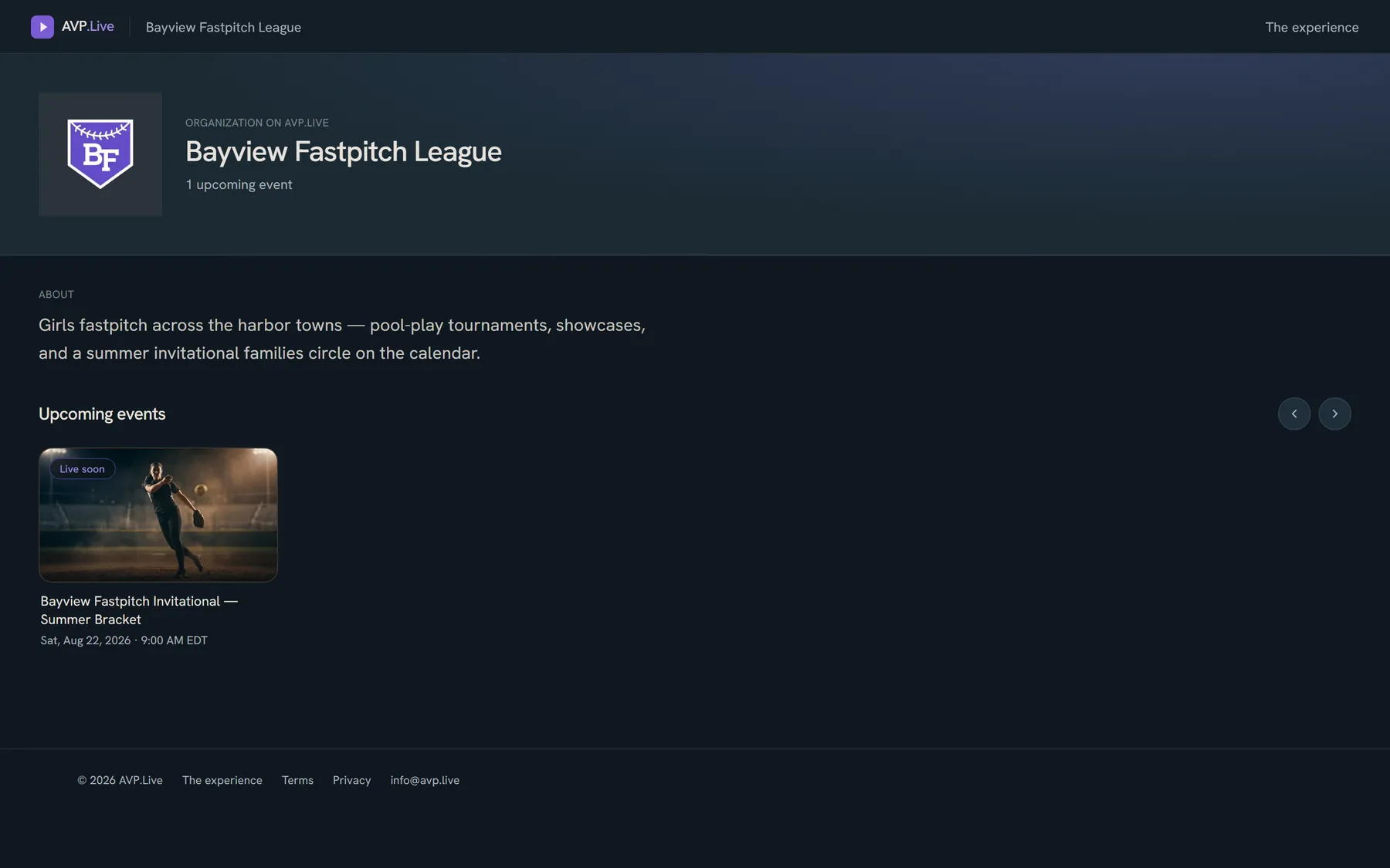 The Bayview Fastpitch League organization page