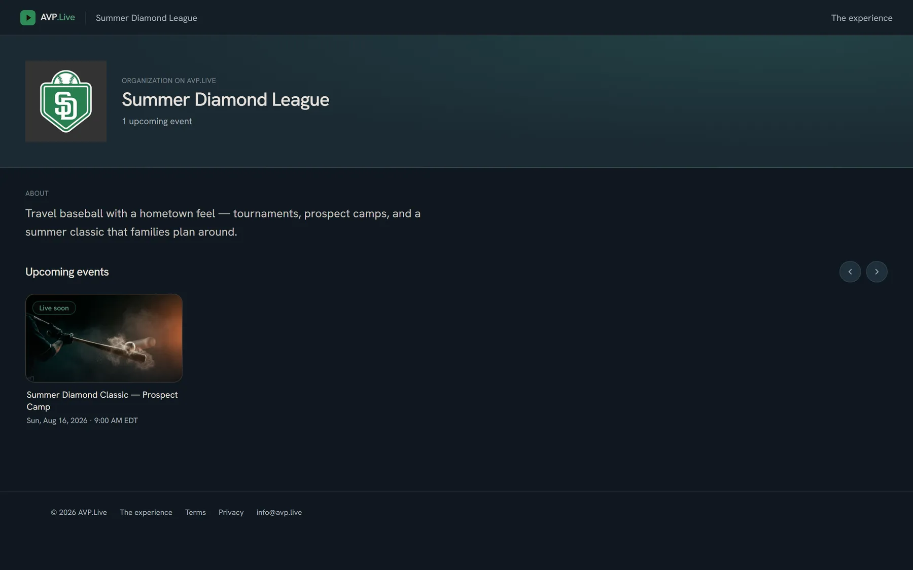 The Summer Diamond League organization page